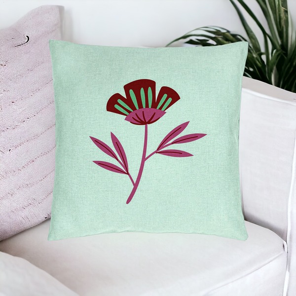Perna Decorativa, Model Florale Red Paradise, 40x40 cm, Verde Menta, Husa Detasabila, Burduf 16 bsc0034 PhotoRoom