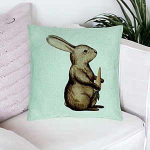 Alternative view of Perna Decorativa, Model Iepuras, 40x40 cm, Verde Menta, Husa Detasabila, Burduf