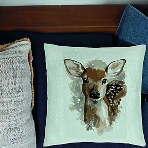 Alternative view of Perna Decorativa, Model Caprioara, 40x40 cm, Verde Menta, Husa Detasabila, Burduf