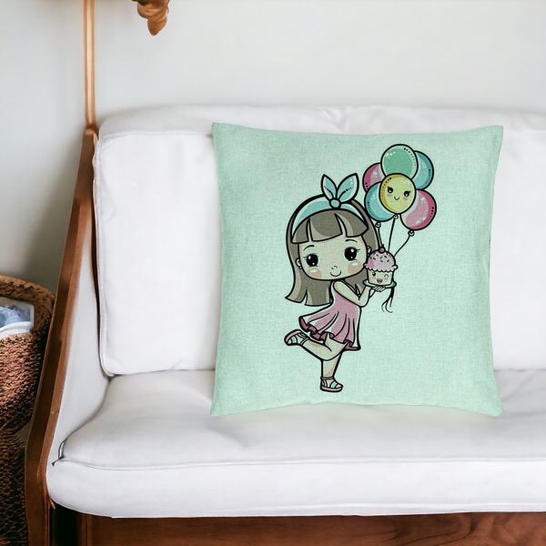 Perna Decorativa, Model Happy Girl, 40x40 cm, Verde Menta, Husa Detasabila, Burduf 19 bsc0045 PhotoRoom 3
