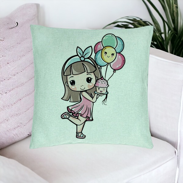 Perna Decorativa, Model Happy Girl, 40x40 cm, Verde Menta, Husa Detasabila, Burduf 20 bsc0045 PhotoRoom 4