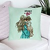Perna Decorativa, Model Mommy's Girl, 40x40 cm, Verde Menta, Husa Detasabila, Burduf 23 bsc0046 PhotoRoom