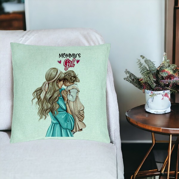 Perna Decorativa, Model Mommy's Girl, 40x40 cm, Verde Menta, Husa Detasabila, Burduf 19 bsc0046 PhotoRoom 3