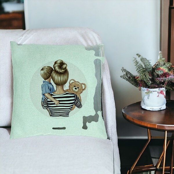 Perna Decorativa, Model Mommy's Boy, 40x40 cm, Verde Menta, Husa Detasabila, Burduf 18 bsc0047 PhotoRoom 2