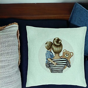 Alternative view of Perna Decorativa, Model Mommy's Boy, 40x40 cm, Verde Menta, Husa Detasabila, Burduf