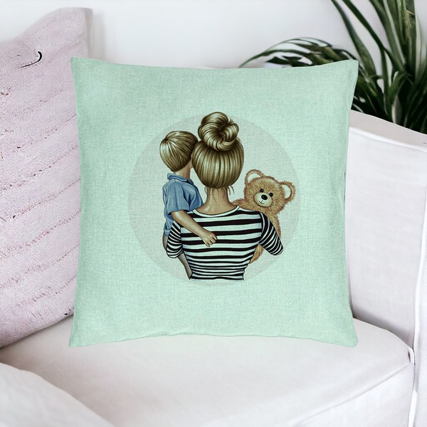Perna Decorativa, Model Mommy's Boy, 40x40 cm, Verde Menta, Husa Detasabila, Burduf 20 bsc0047 PhotoRoom 4