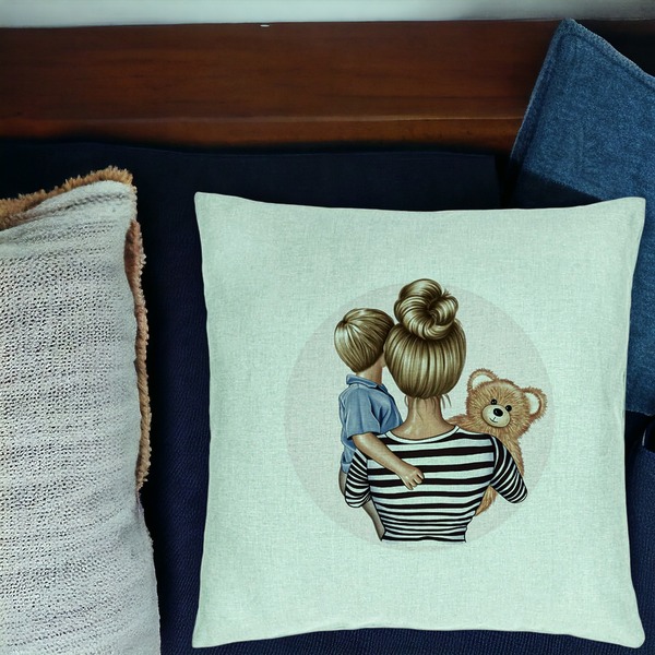 Perna Decorativa, Model Mommy's Boy, 40x40 cm, Verde Menta, Husa Detasabila, Burduf 16 bsc0047 PhotoRoom