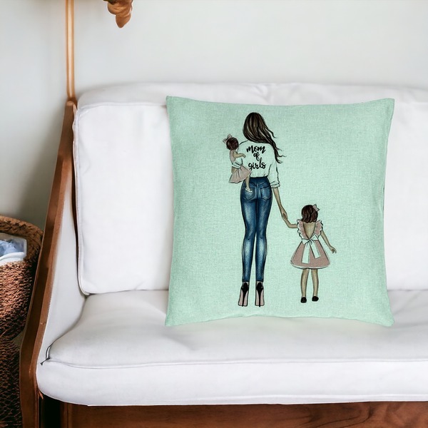 Perna Decorativa, Model Mom of Girls, 40x40 cm, Verde Menta, Husa Detasabila, Burduf 19 bsc0050 PhotoRoom 3