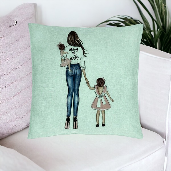 Perna Decorativa, Model Mom of Girls, 40x40 cm, Verde Menta, Husa Detasabila, Burduf 20 bsc0050 PhotoRoom 4