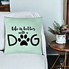 Perna Decorativa, Model Life is better with a Dog, 40x40 cm, Verde Menta, Husa Detasabila, Burduf 26 bsc0054 PhotoRoom 3