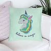 Perna Decorativa, Model Unicorns Believe in Magic, 40x40 cm, Verde Menta, Husa Detasabila, Burduf 23 bsc0056 PhotoRoom