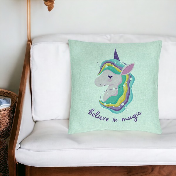 Perna Decorativa, Model Unicorns Believe in Magic, 40x40 cm, Verde Menta, Husa Detasabila, Burduf 20 bsc0056 PhotoRoom 4