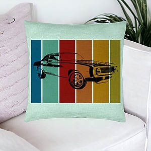 Alternative view of Perna Decorativa, Model Retro Car, 40x40 cm, Verde Menta, Husa Detasabila, Burduf