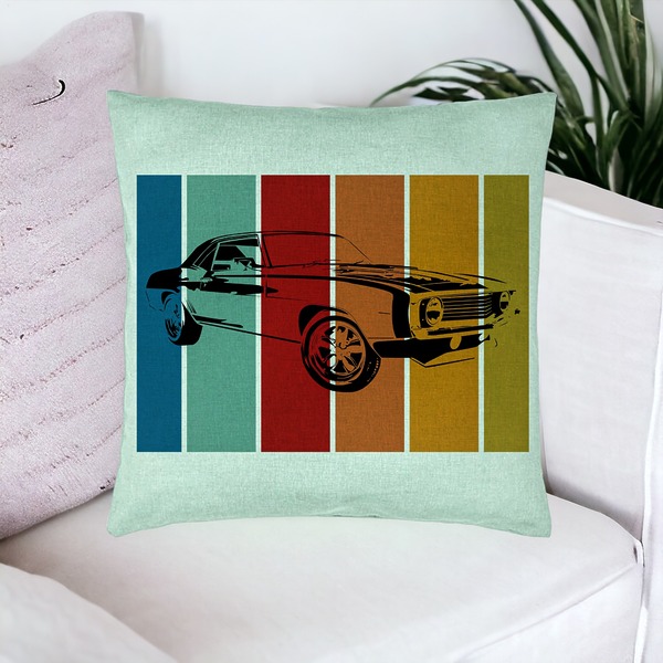 Perna Decorativa, Model Retro Car, 40x40 cm, Verde Menta, Husa Detasabila, Burduf 16 bsc0057 PhotoRoom