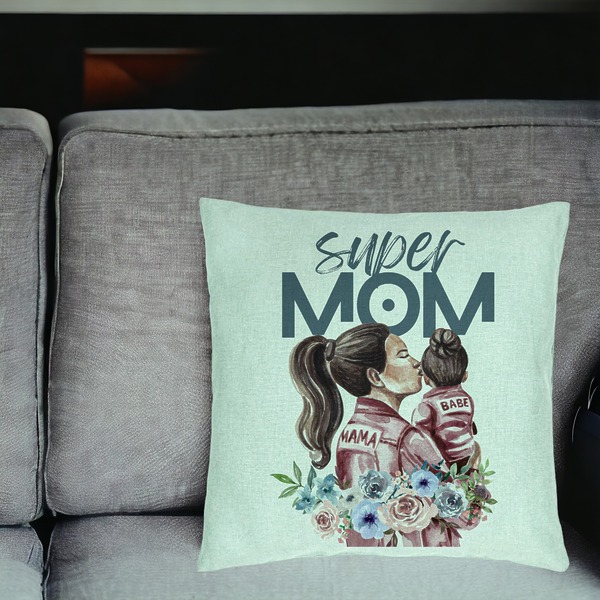 Perna Decorativa, Model Super MOM Babe, 40x40 cm, Verde Menta, Husa Detasabila, Burduf 17 bsc0058 PhotoRoom 1