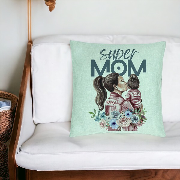 Perna Decorativa, Model Super MOM Babe, 40x40 cm, Verde Menta, Husa Detasabila, Burduf 19 bsc0058 PhotoRoom 3