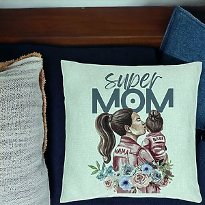 Alternative view of Perna Decorativa, Model Super MOM Babe, 40x40 cm, Verde Menta, Husa Detasabila, Burduf