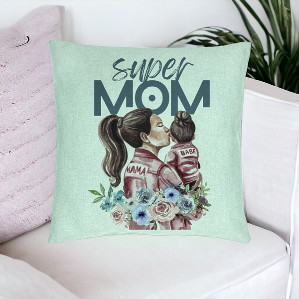 Perna Decorativa, Model Super MOM Babe, 40x40 cm, Verde Menta, Husa Detasabila, Burduf 20 bsc0058 PhotoRoom 4