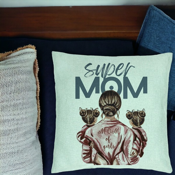 Perna Decorativa, Model Super Mom of Girls, 40x40 cm, Verde Menta, Husa Detasabila, Burduf 16 bsc0059 PhotoRoom