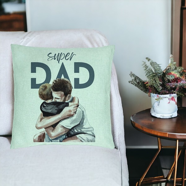 Perna Decorativa, Model Super Dad Baieti, 40x40 cm, Verde Menta, Husa Detasabila, Burduf 18 bsc0060 PhotoRoom 2