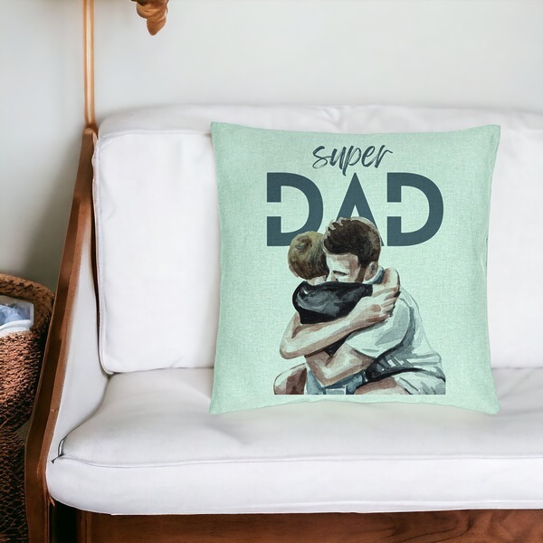 Perna Decorativa, Model Super Dad Baieti, 40x40 cm, Verde Menta, Husa Detasabila, Burduf 19 bsc0060 PhotoRoom 3