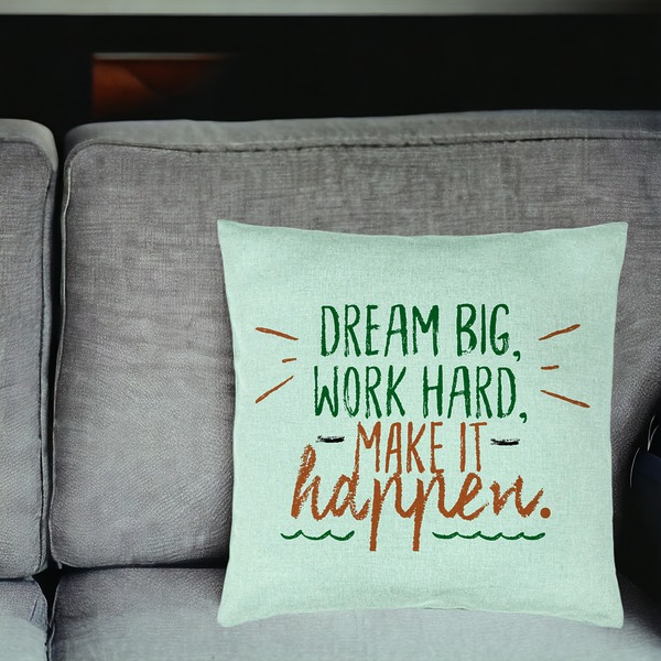 Perna Decorativa, Model Dream Big Work Hard Make it Happen, 40x40 cm, Verde Menta, Husa Detasabila, Burduf 17 bsc0062 PhotoRoom 1
