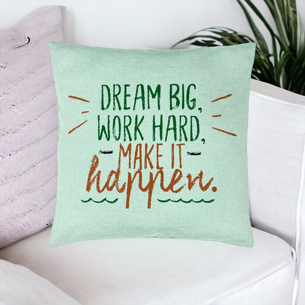 Perna Decorativa, Model Dream Big Work Hard Make it Happen, 40x40 cm, Verde Menta, Husa Detasabila, Burduf 20 bsc0062 PhotoRoom 4