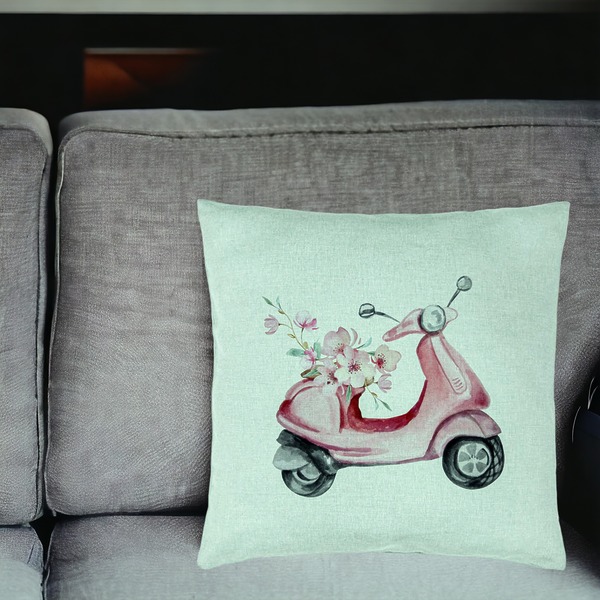 Perna Decorativa, Model Rose Flower Bike, 40x40 cm, Verde Menta, Husa Detasabila, Burduf 18 bsc0063 PhotoRoom 2