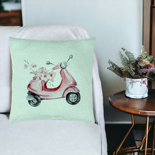 Perna Decorativa, Model Rose Flower Bike, 40x40 cm, Verde Menta, Husa Detasabila, Burduf 19 bsc0063 PhotoRoom 3
