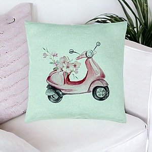Alternative view of Perna Decorativa, Model Rose Flower Bike, 40x40 cm, Verde Menta, Husa Detasabila, Burduf