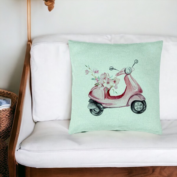 Perna Decorativa, Model Rose Flower Bike, 40x40 cm, Verde Menta, Husa Detasabila, Burduf 20 bsc0063 PhotoRoom 4