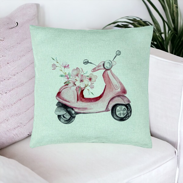 Perna Decorativa, Model Rose Flower Bike, 40x40 cm, Verde Menta, Husa Detasabila, Burduf 16 bsc0063 PhotoRoom