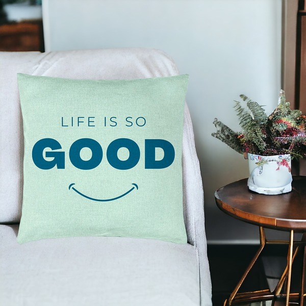 Perna Decorativa, Model Life is So Good, 40x40 cm, Verde Menta, Husa Detasabila, Burduf 18 bsc0065 PhotoRoom 2