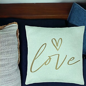 Alternative view of Perna Decorativa, Model Love, 40x40 cm, Verde Menta, Husa Detasabila, Burduf