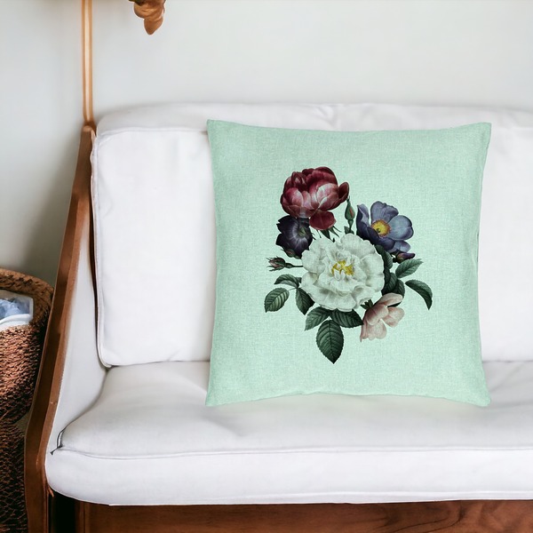 Perna Decorativa, Model Flori de Vara, 40x40 cm, Verde Menta, Husa Detasabila, Burduf 19 bsc0068 PhotoRoom 3