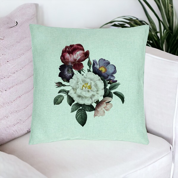 Perna Decorativa, Model Flori de Vara, 40x40 cm, Verde Menta, Husa Detasabila, Burduf 20 bsc0068 PhotoRoom 4