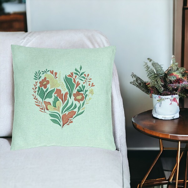 Perna Decorativa, Model Love Flowers, 40x40 cm, Verde Menta, Husa Detasabila, Burduf 18 bsc0069 PhotoRoom 2