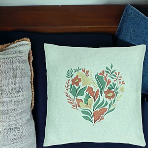 Alternative view of Perna Decorativa, Model Love Flowers, 40x40 cm, Verde Menta, Husa Detasabila, Burduf