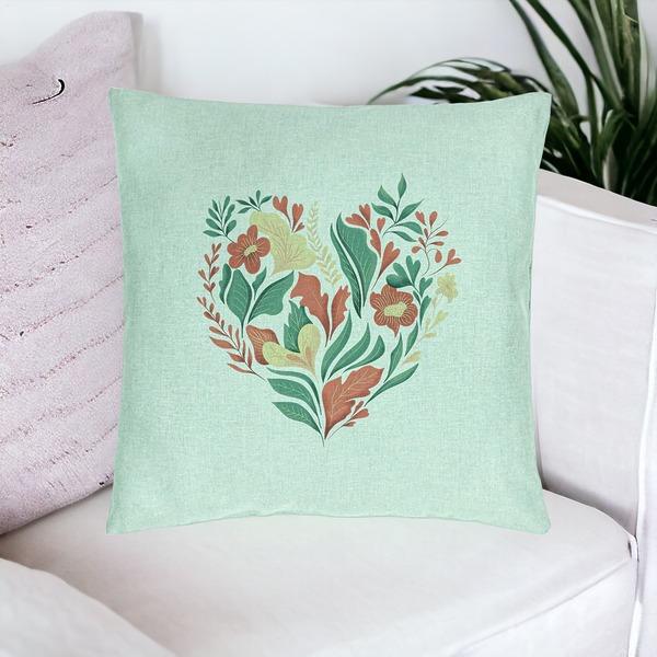 Perna Decorativa, Model Love Flowers, 40x40 cm, Verde Menta, Husa Detasabila, Burduf 20 bsc0069 PhotoRoom 4