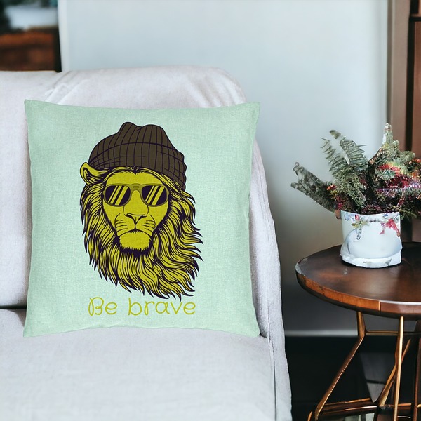 Perna Decorativa, Model Be Brave, 40x40 cm, Verde Menta, Husa Detasabila, Burduf 18 bsc0071 PhotoRoom 2