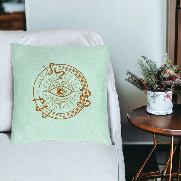 Perna Decorativa, Model Mystic Eye, 40x40 cm, Verde Menta, Husa Detasabila, Burduf 18 bsc0073 PhotoRoom 2