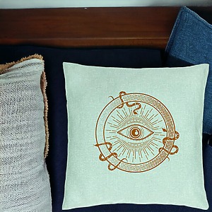 Alternative view of Perna Decorativa, Model Mystic Eye, 40x40 cm, Verde Menta, Husa Detasabila, Burduf