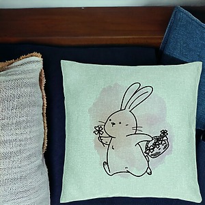 Alternative view of Perna Decorativa, Model Iepuras Verde Menta, 40x40 cm, Verde Menta, Husa Detasabila, Burduf