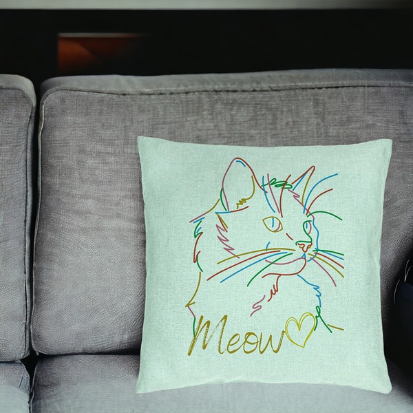 Perna Decorativa, Model Pisica Meow, 40x40 cm, Verde Menta, Husa Detasabila, Burduf 17 bsc0076 PhotoRoom 1