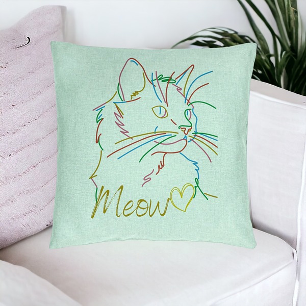 Perna Decorativa, Model Pisica Meow, 40x40 cm, Verde Menta, Husa Detasabila, Burduf 20 bsc0076 PhotoRoom 4