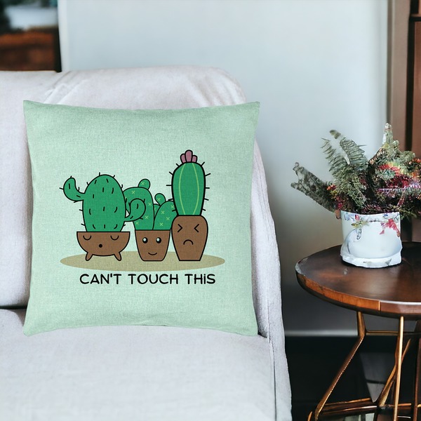 Perna Decorativa, Model Cactus Can't Touch This, 40x40 cm, Verde Menta, Husa Detasabila, Burduf 18 bsc0078 PhotoRoom 2