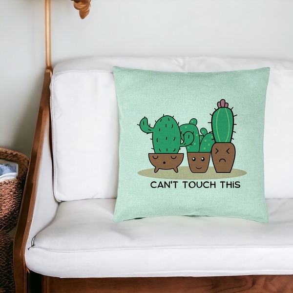 Perna Decorativa, Model Cactus Can't Touch This, 40x40 cm, Verde Menta, Husa Detasabila, Burduf 19 bsc0078 PhotoRoom 3