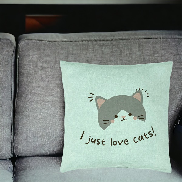 Perna Decorativa, Model I Just Love Cats, 40x40 cm, Verde Menta, Husa Detasabila, Burduf 18 bsc0079 PhotoRoom 2