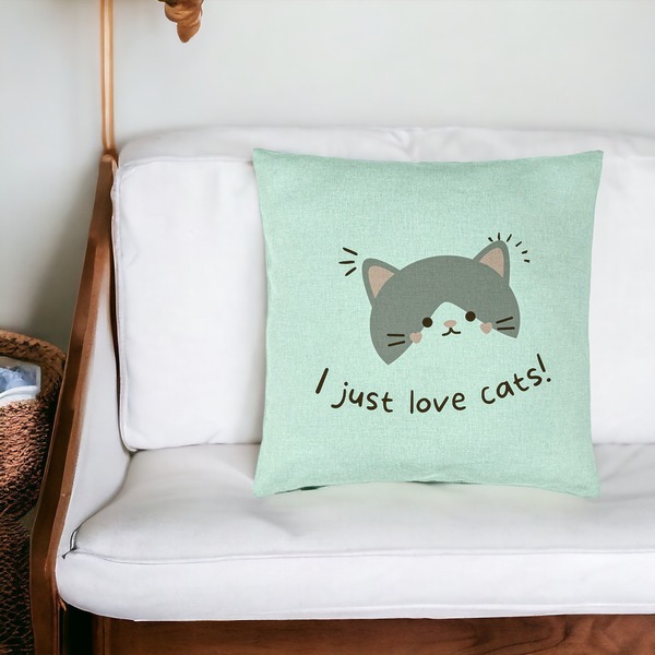 Perna Decorativa, Model I Just Love Cats, 40x40 cm, Verde Menta, Husa Detasabila, Burduf 20 bsc0079 PhotoRoom 4