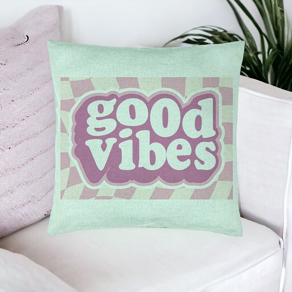 Perna Decorativa, Model Good Vibes, 40x40 cm, Verde Menta, Husa Detasabila, Burduf 16 bsc0080 PhotoRoom